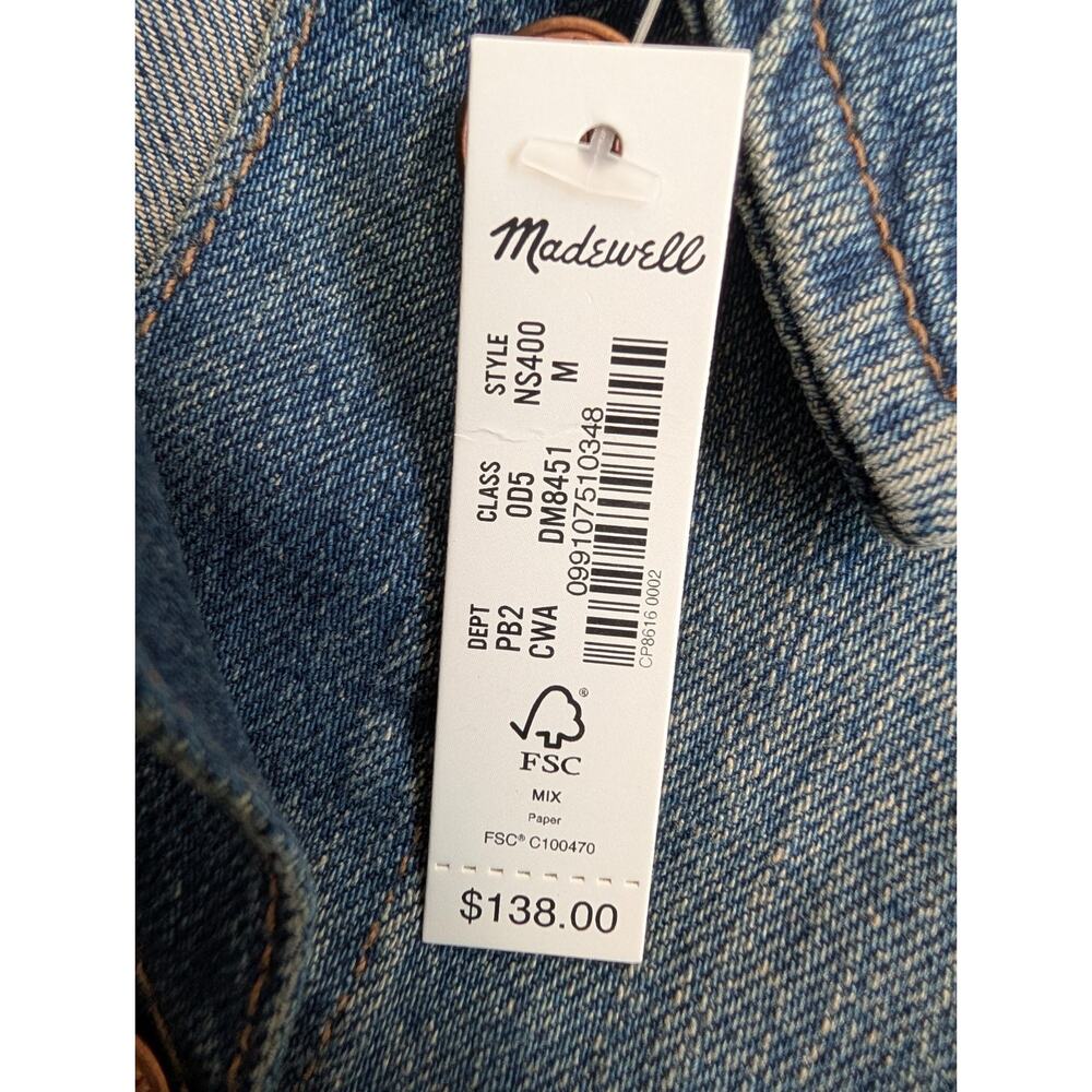 NWT Madewell Trucker Jacket Women M Blue Denim Medium Wash Collared Button Front - Picture 2 of 6